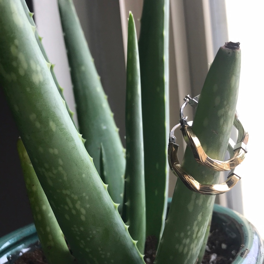 14k gold and silver wavy hoop earrings